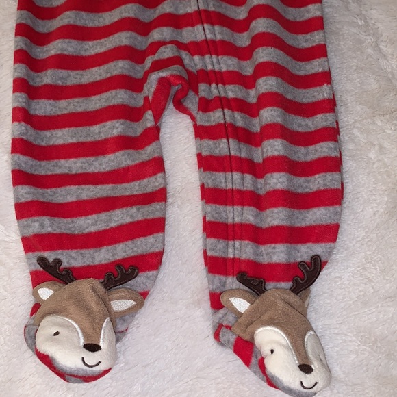 Carter’s Reindeer Striped Sleeper Footed One-piece Baby - Picture 5 of 9